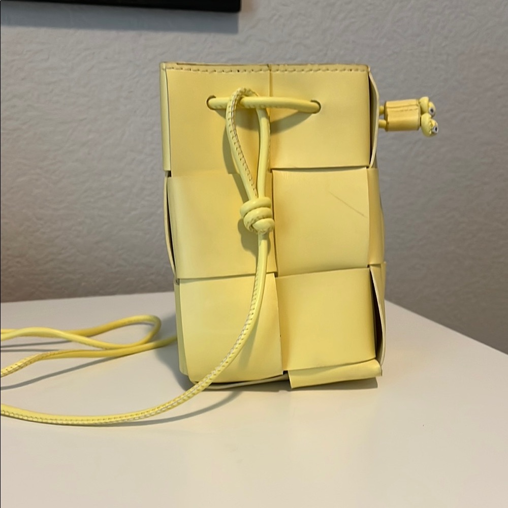 Yellow Woven Vegan Leather Small Purse